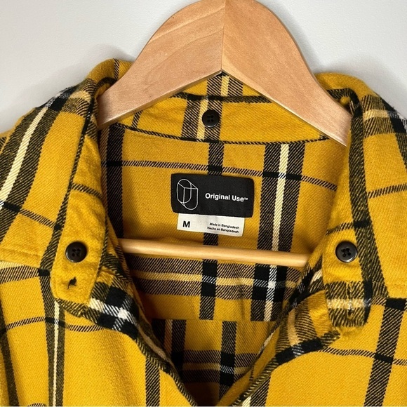 Original Use Men’s Gold & Black Plaid Long Sleeve Cotton Flannel Shirt Size M - Picture 9 of 16